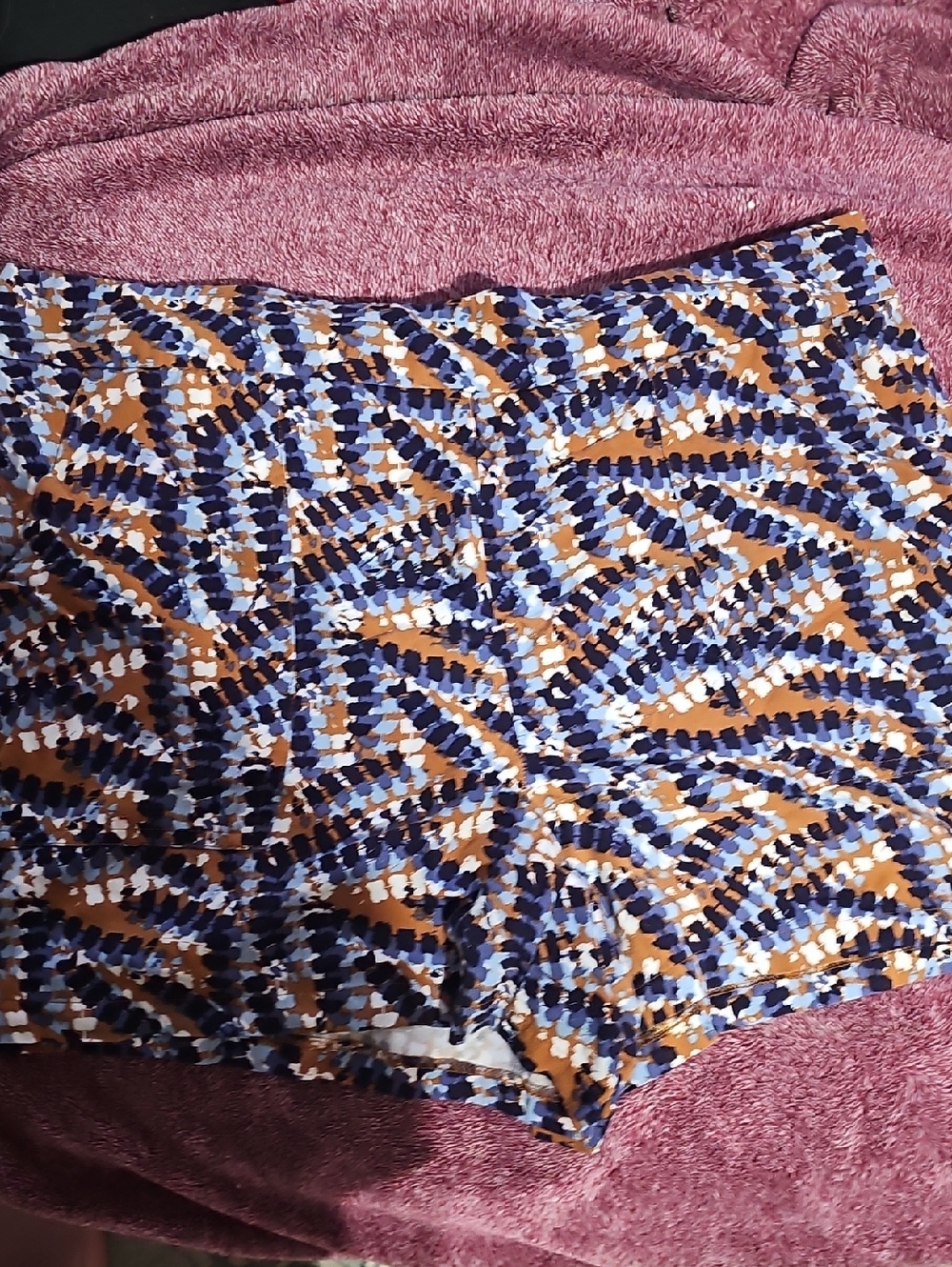 Nine West Blue and Brown Patterned High-Waist Shorts